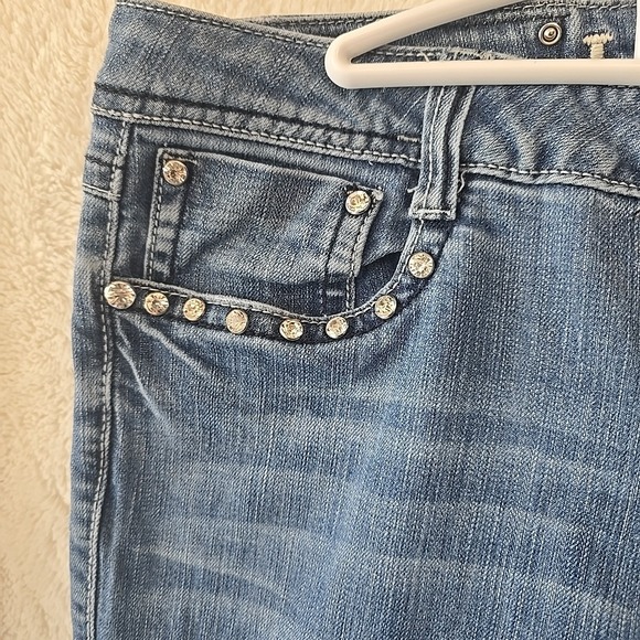 L.A. IDOL USA Rhinestone Studded Bootcut Denim Jeans Size 13 w/ Flap Pockets - Picture 4 of 16
